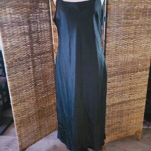 Express Long Black Satin Nightgown  Sz Large Side Slits